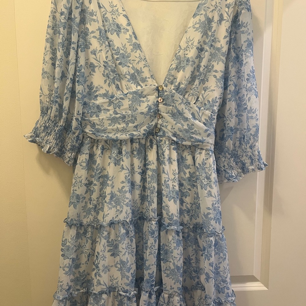 Arula Blue and White Floral Dress